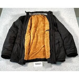 Tanming Jacket Men's XL Black Fleece Lined Pockets Funnel Neck Button Inside Zip